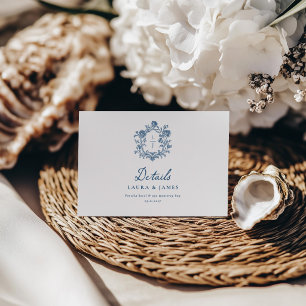 Cartão RSVP Detalhes de Casamento com Brasão Floral Personaliz