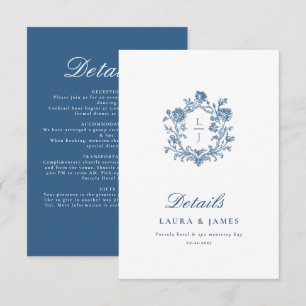 Cartão RSVP Detalhes de Casamento com Brasão Floral Personaliz
