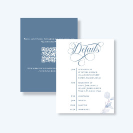 Cartão RSVP Detalhes de Casamento com Código QR em Caligrafia 
