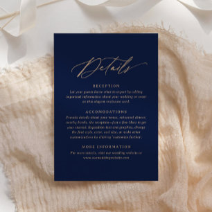 Cartão RSVP Detalhes de Casamento com Marinhos Elegantes e Cal