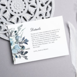Cartão RSVP Detalhes de Casamento Floral Aquarela Azul Elegant