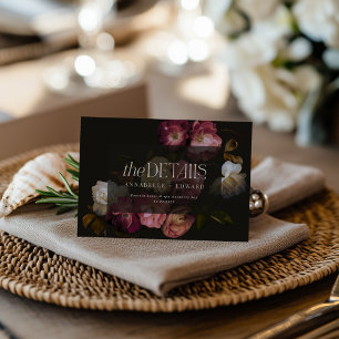 Cartão RSVP Detalhes de Casamento Floral Temperamental Burgund