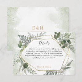 Cartão RSVP Detalhes de casamento geométricos boho verde doura