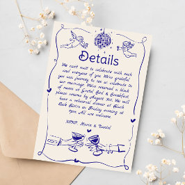 Cartão RSVP Detalhes de Casamento Manuscrito Whimsical