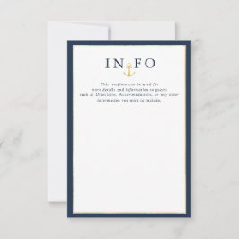 Cartão RSVP Detalhes do casamento azul da náutica legante