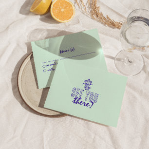 Cartão RSVP Detalhes do Casamento Colorido Retro Funky Escrito