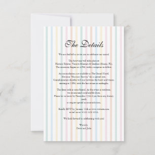 Cartão RSVP Detalhes do Casamento com Faixa Colorida Foto Encl