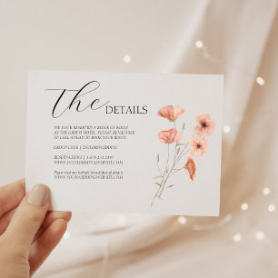 Cartão RSVP Detalhes do Casamento com Flor Laranja Poppy