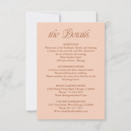 Cartão RSVP Detalhes do Casamento com Pêssego Informações Cart