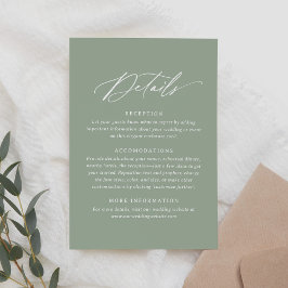 Cartão RSVP Detalhes do Casamento da Caligrafia Verde Elegante