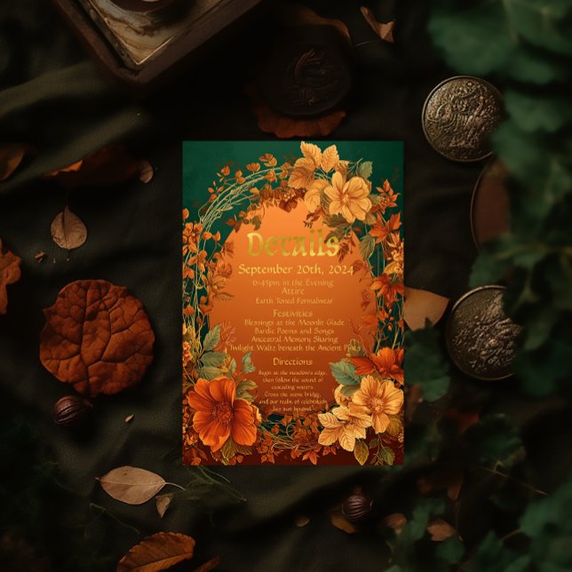 Cartão RSVP Detalhes do Casamento do Autumn Elegance Druid Hil (Beautiful Druid Hill Wedding Details Enclosure Card )