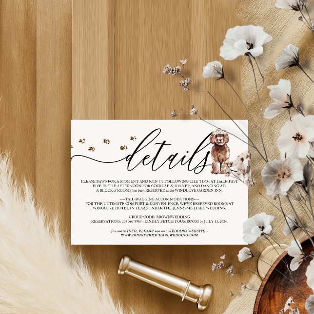 Cartão RSVP Detalhes do Casamento do Cachorrinho Cavapoo Marro (Criador carregado)