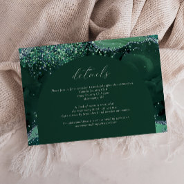Cartão RSVP Detalhes do Casamento do Emerald Green Arch Silver