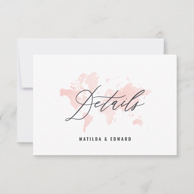 Cartão RSVP Detalhes do casamento do mapa de cores aquáticas r (Frente)