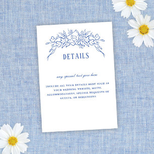 Cartão RSVP Detalhes do Casamento Elegante de Frame Floral Azu