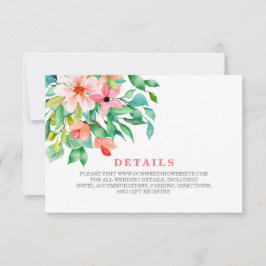Cartão RSVP Detalhes do casamento na praia com flores tropicai