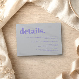 Cartão RSVP detalhes do Casamento Simples Lavanda Prata