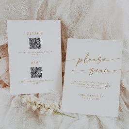 Cartão RSVP Detalhes do código QR branco e Dourado do Boho Chi