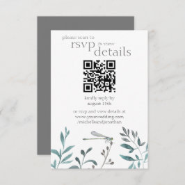 Cartão RSVP Detalhes do Código QR de Casamento de Dragonfly Mo