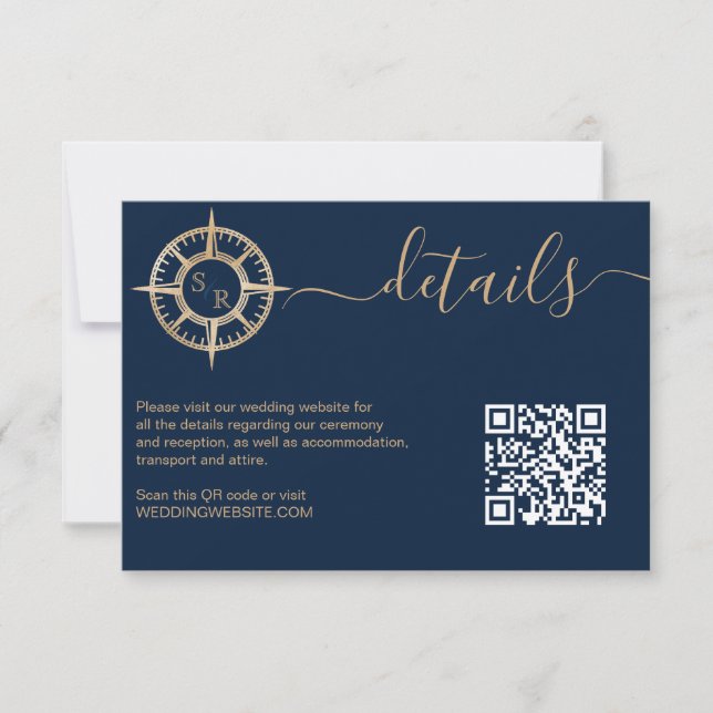 Cartão RSVP Detalhes do Código QR do Passaporte de Destino Com (Frente)