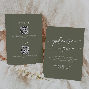 Cartão RSVP Detalhes do Código QR Verde Oleícola Boho Chic