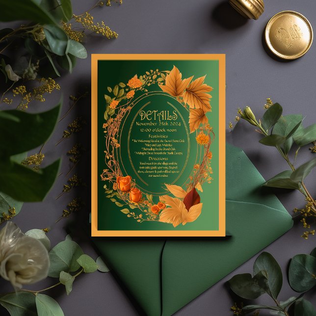 Cartão RSVP Detalhes do gabinete Druid Hill Encantado Elegante (Criador carregado)