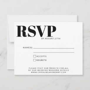 Cartão RSVP Detalhes Simples, Modernos e Minimalistas, preto e