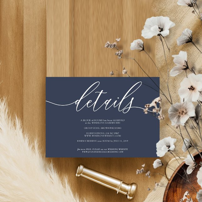 Cartão RSVP Detalhes Simples Navy (Criador carregado)
