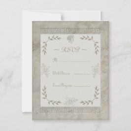 Cartão RSVP Deusa Juno Símbolo do Casamento em Mármore