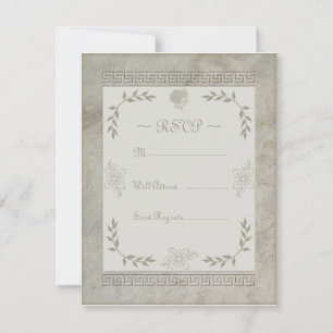 Cartão RSVP Deusa Juno Símbolo do Casamento em Mármore