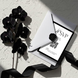 Cartão RSVP Dinheiro Antigo Elegante Preto e Branco