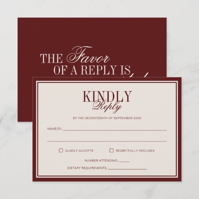 Cartão RSVP Dinheiro Antigo Sofisticado Atemporal Casamento Cr (Frente/Verso)