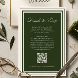 Cartão RSVP Dinheiro Antigo Verde Oliva Elegantes Detalhes de