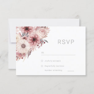 Cartão RSVP Divine Boho Blush & Rosa Weding