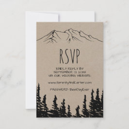 Cartão RSVP do Site de Casamento Rustic Woodsy Mou