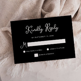 Cartão RSVP Doce e Whimsical | Casamento Preto Simples