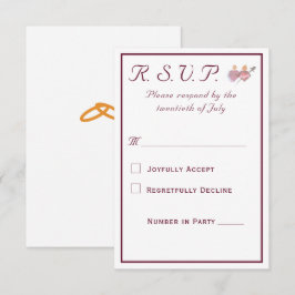 Cartão RSVP Dois Corações Casamento Católico Burgundy