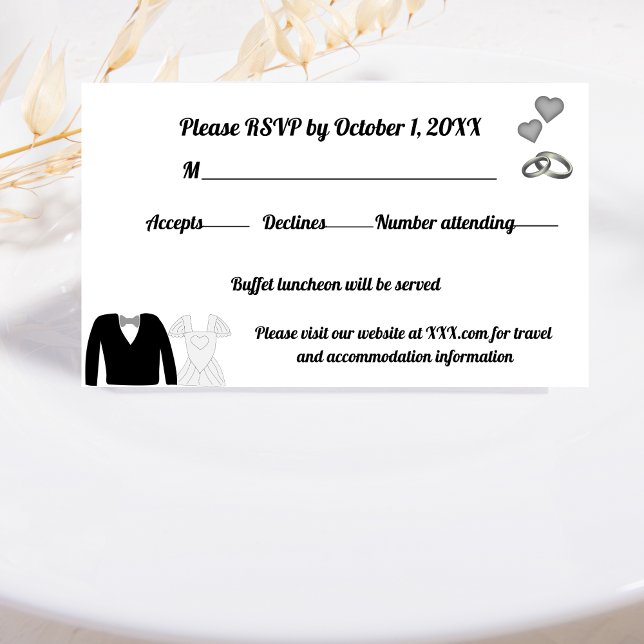 Cartão RSVP Dois Corações, Um Amor, A Ligar o Laço (Criador carregado)