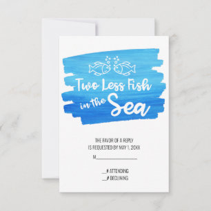 Cartão RSVP Dois peixes a menos no Casamento de Aquarelas do M
