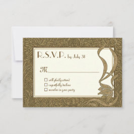 Cartão RSVP Dourada Ivory Art Nouveau Elegante
