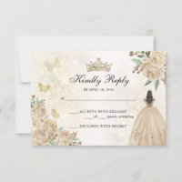 Dourada Sparkle Floral Princesa Quinceañera Aniver