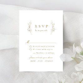 Cartão RSVP Dourado casamento botânico de elegância simples