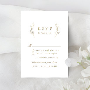 Cartão RSVP Dourado casamento botânico de elegância simples