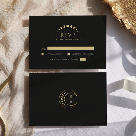 Cartão RSVP Dourado Casamento da Lua