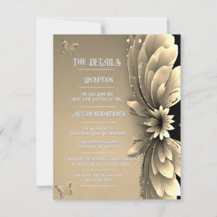 Cartão RSVP Dourado casamento Metálico