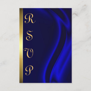 Cartão RSVP Dourado de Seda Azul