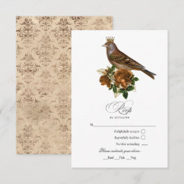 Cartão RSVP Dourado e Cobre Vintage Chic Quinceañera