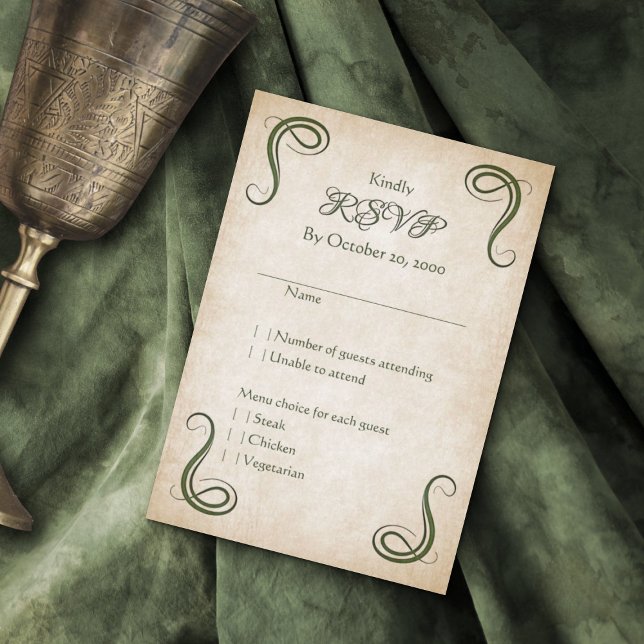 Cartão RSVP Dragão Casamento da Fantasia Medieval (Criador carregado)