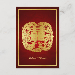 Cartão RSVP Dragão chinês de felicidade dupla/RSVP Phoenix