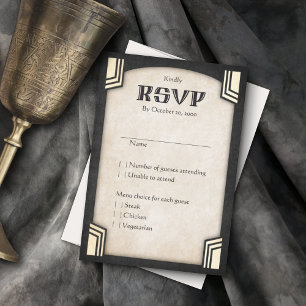 Cartão RSVP Dragon Fantasy Modern Deco Wedding